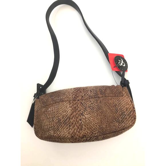 Frankie & Johnnie Snake Pattern Shoulder Bag Black & Tan - Picture 3 of 10
